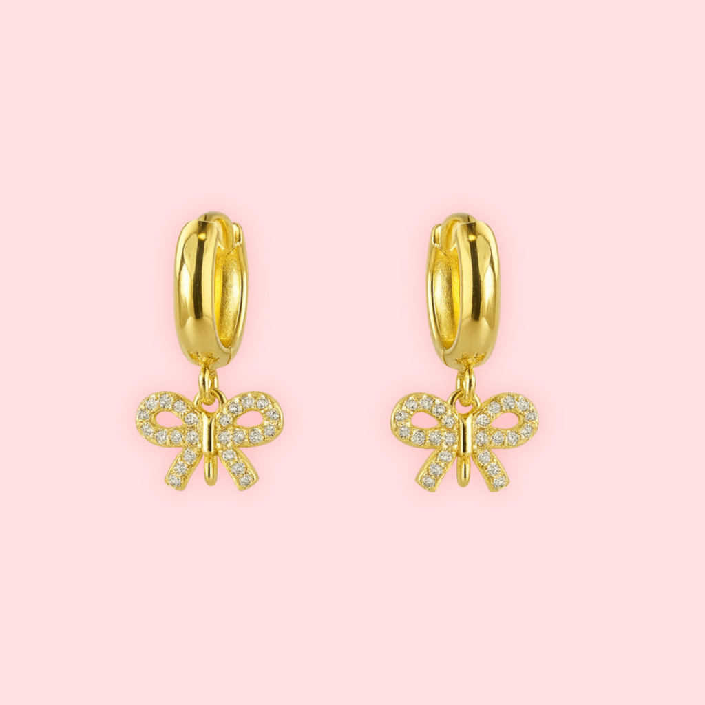 Cubic Zirconia Bow Huggies