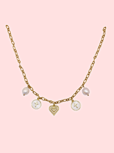 Halo Heart Charm Necklace