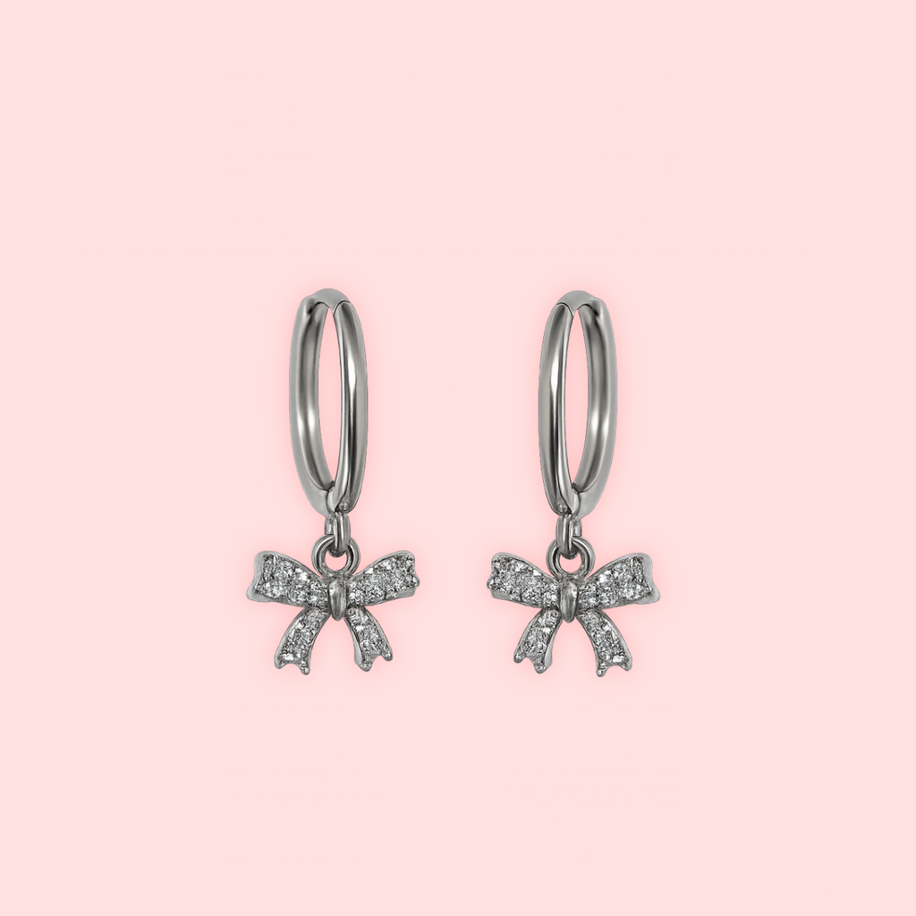 Silver Cubic Zirconia Bow Huggies!