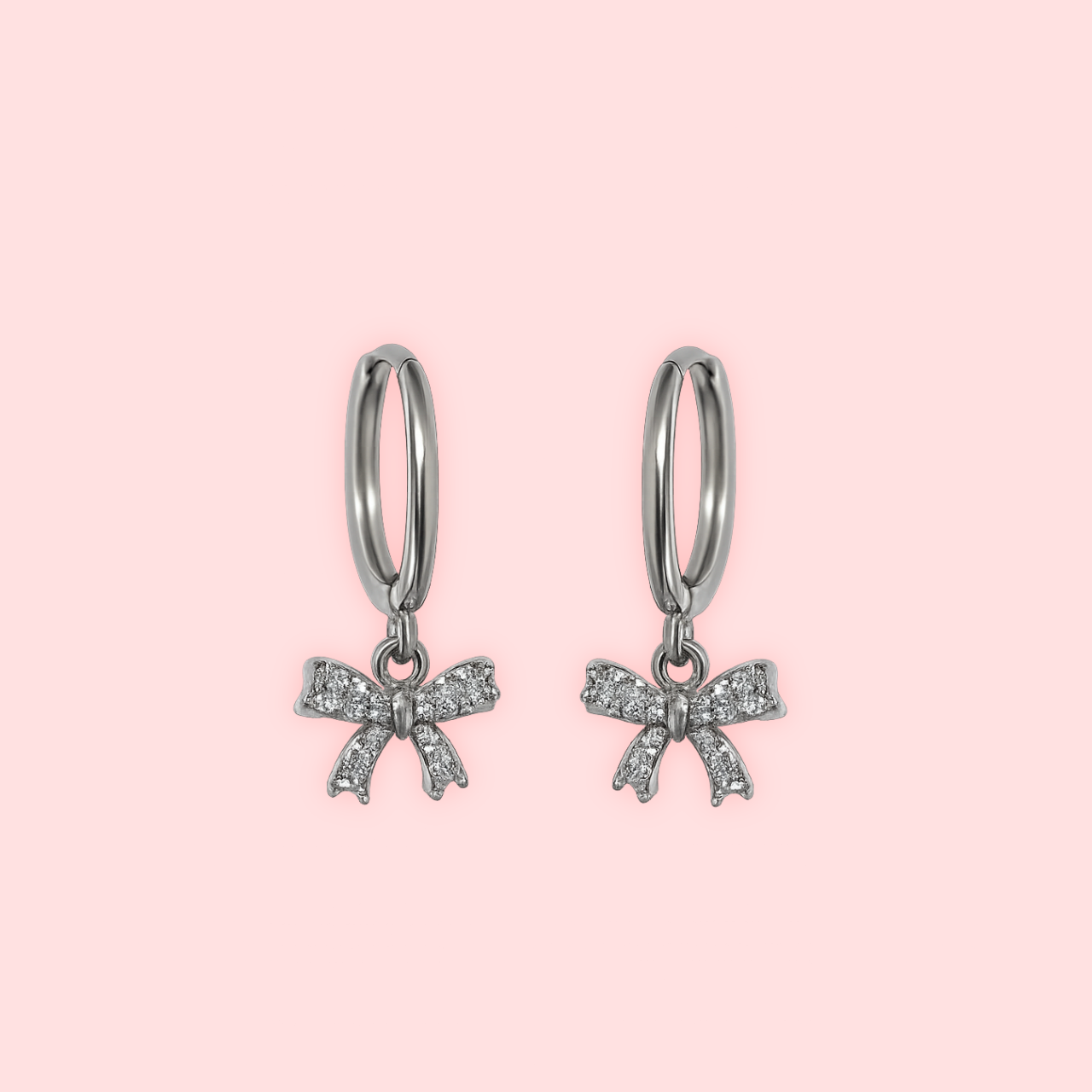 Silver Cubic Zirconia Bow Huggies!