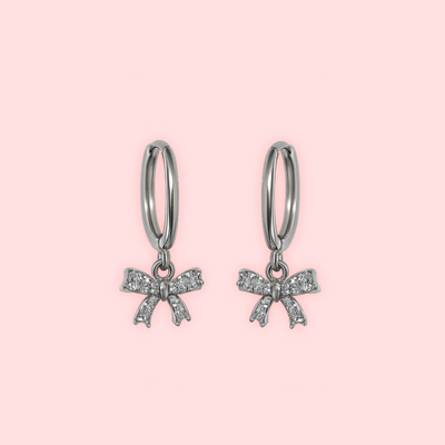 Silver Cubic Zirconia Bow Huggies!