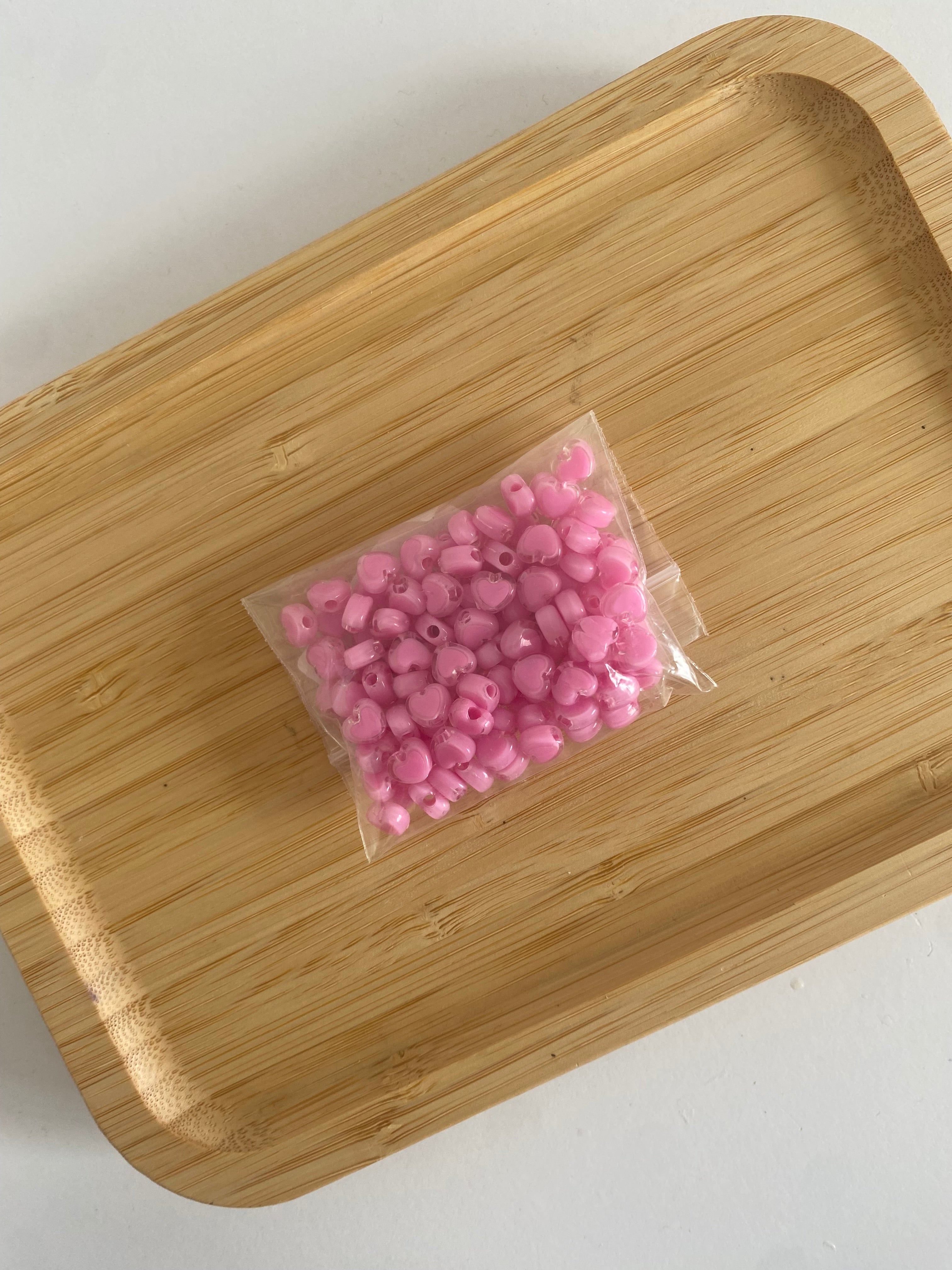 Clear Pink Heart Beads!