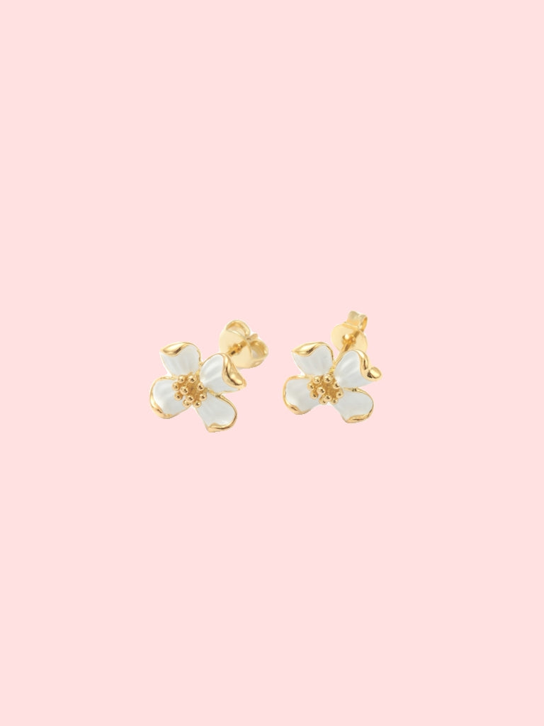 Floral White Studs!