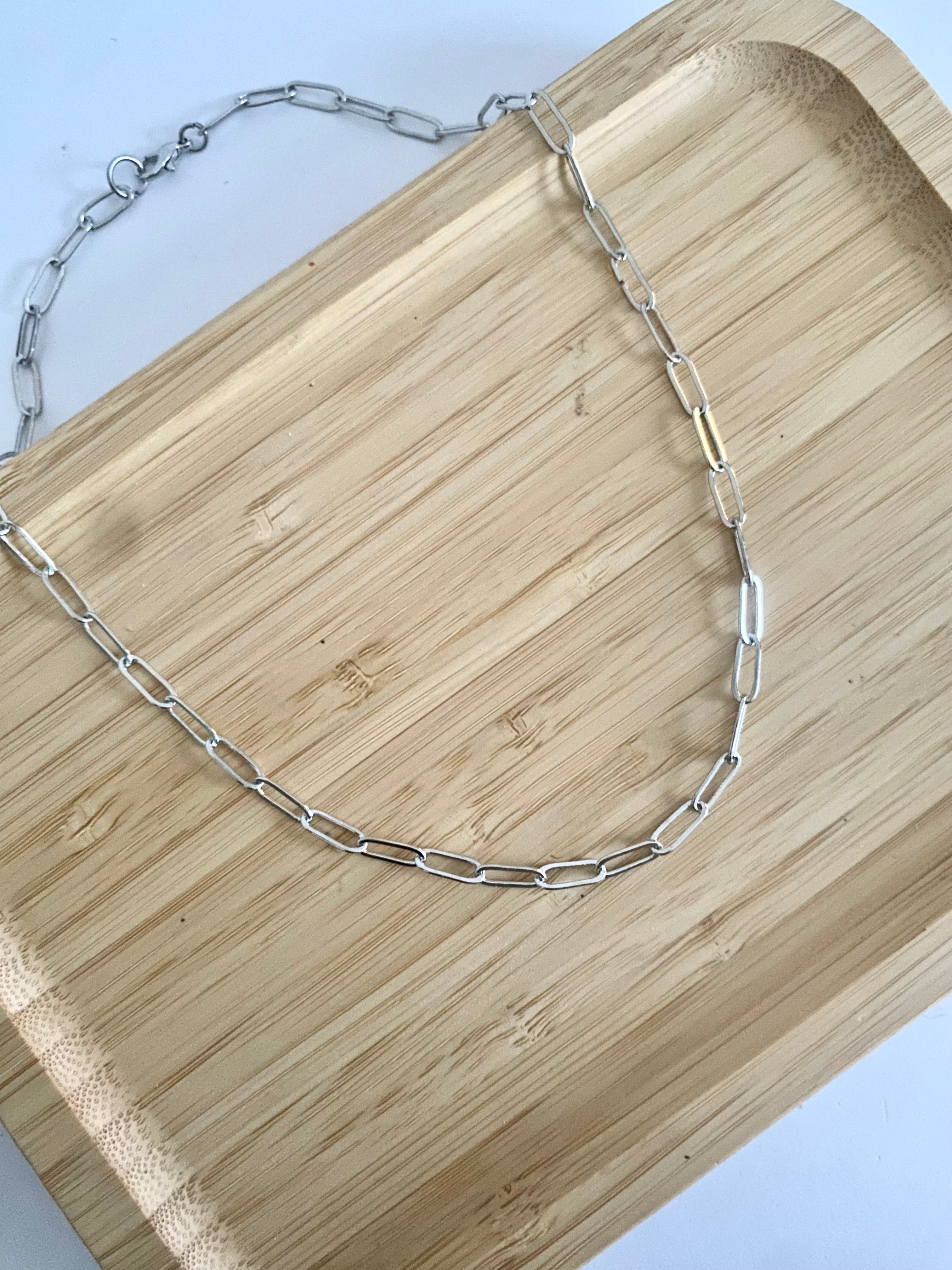 Silver Paperclip Chain Necklace!