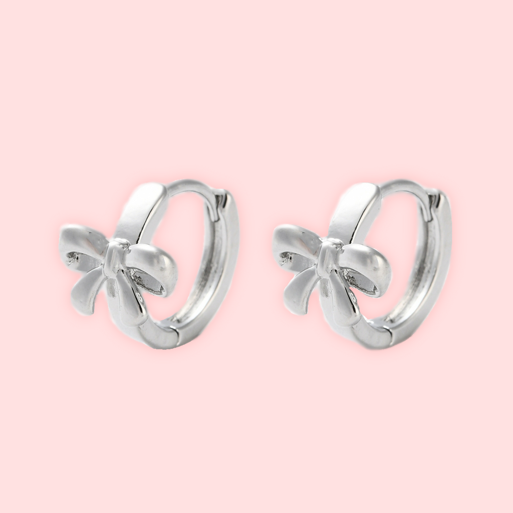 Silver Bow Knot Huggies!